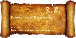 Kovácsi Manassé névjegykártya